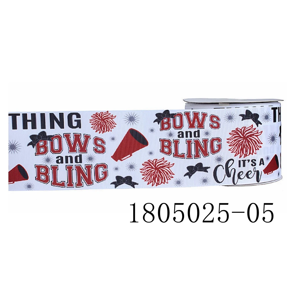 

(50 yards/lot) bling bows and trumpet printed cheer grosgrain ribbons for dancing cheerleading