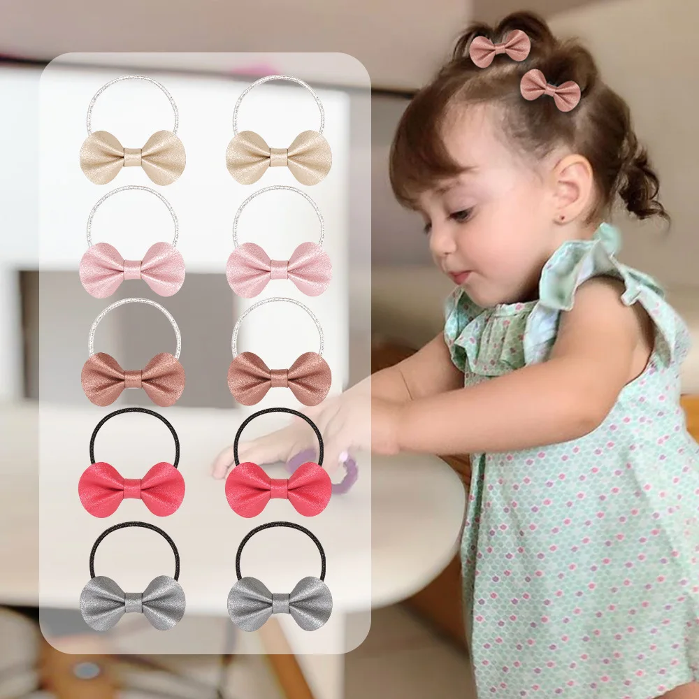 

Cute Baby Bow Ears Headbands Rope Solid Color Glitter Elastic Hair Ring for Girls Baby Hair Small Kids Hair Accessories