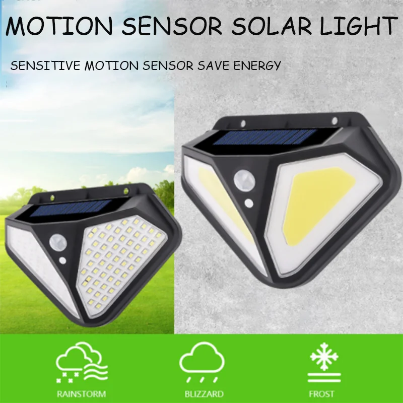 

New Style Solar Wall Lamp Four Sides 102LED/50COB Human Body Induction Lamp Outdoor Courtyard Garden Villa Wall Lamp