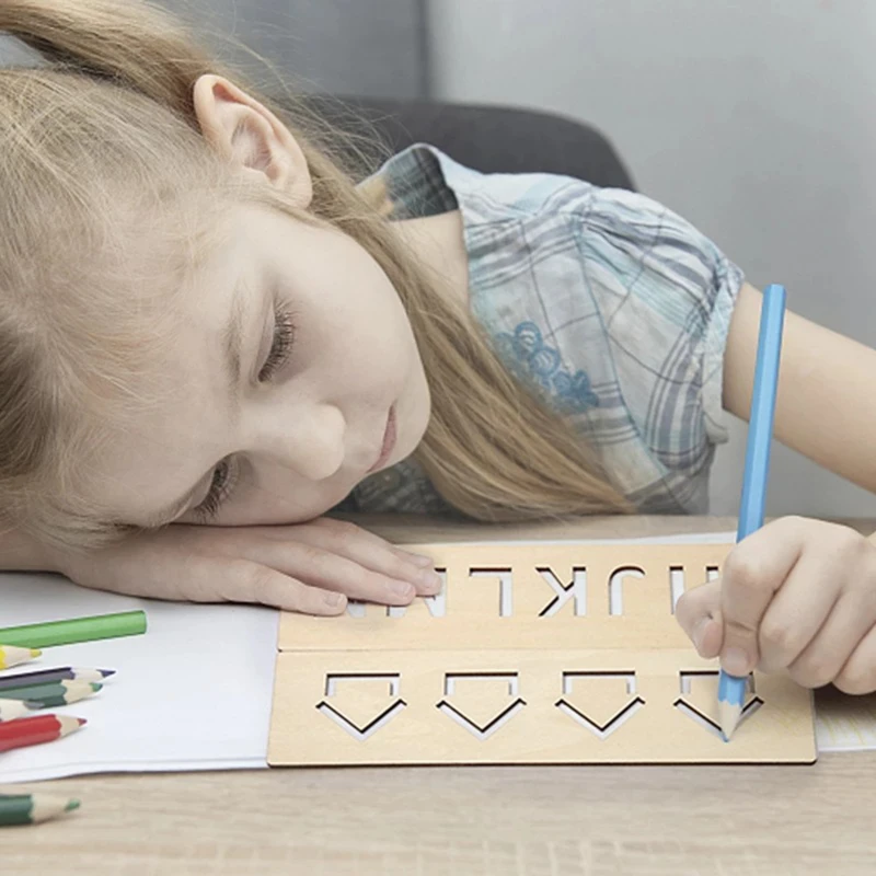 

Wooden Tracing Board Learning Toy Child Montessori Pen Control Boards Early Learning Word Spelling Letter Groove Practice Board