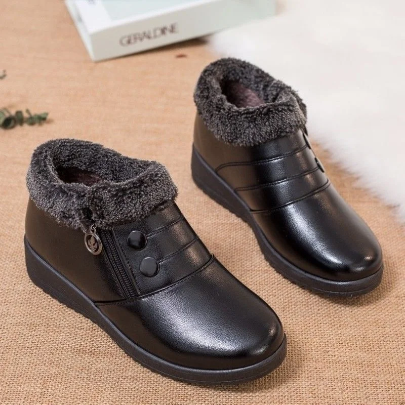 

Роскошные брендовые натуральные зимние плюшевые короткие ботинки для матери на плоской подошве Удобная Хлопковая женская теплая обувь для...