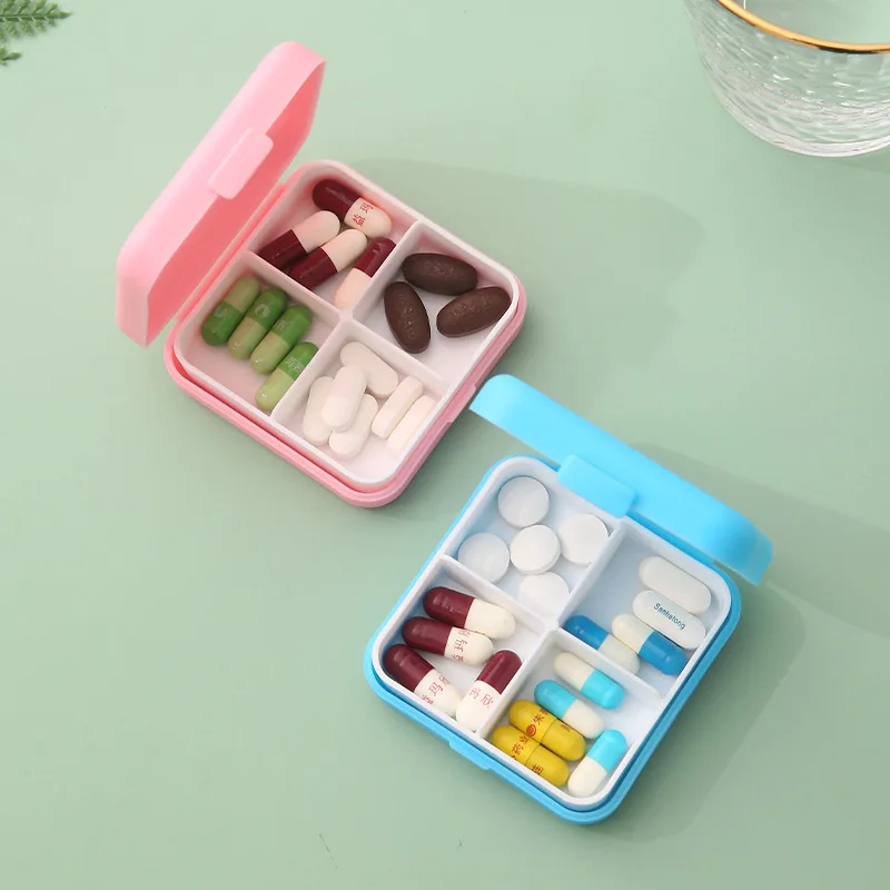 

4 Grids Pill Cases Drug Tablet Medicine Storage Holder Splitter Case Storage Organizer Container Case таблетница Pill Organizer