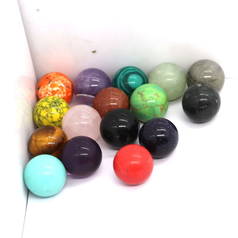 

Natural Stone Agate Round Ball Non-porous Beads 16mm Charm Amethyst Tiger Eye Stone Making Necklace Earring Bracelet Accessories