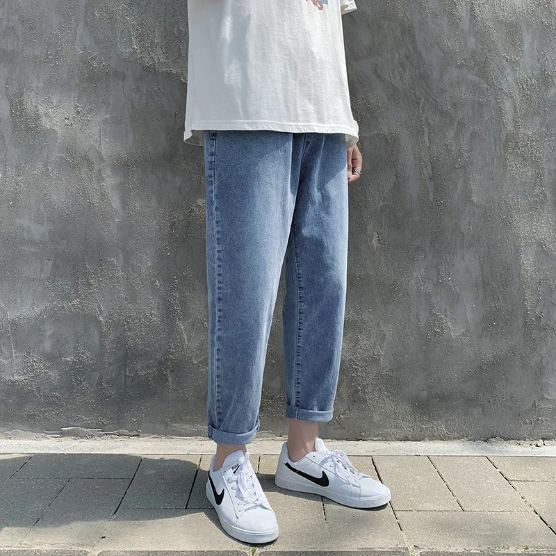 

Wholesale 2022 Fashion Casual Blue Men's Jeans In Spring Autumn Loose Straight Brand Korean Trend Joker Casual Pants