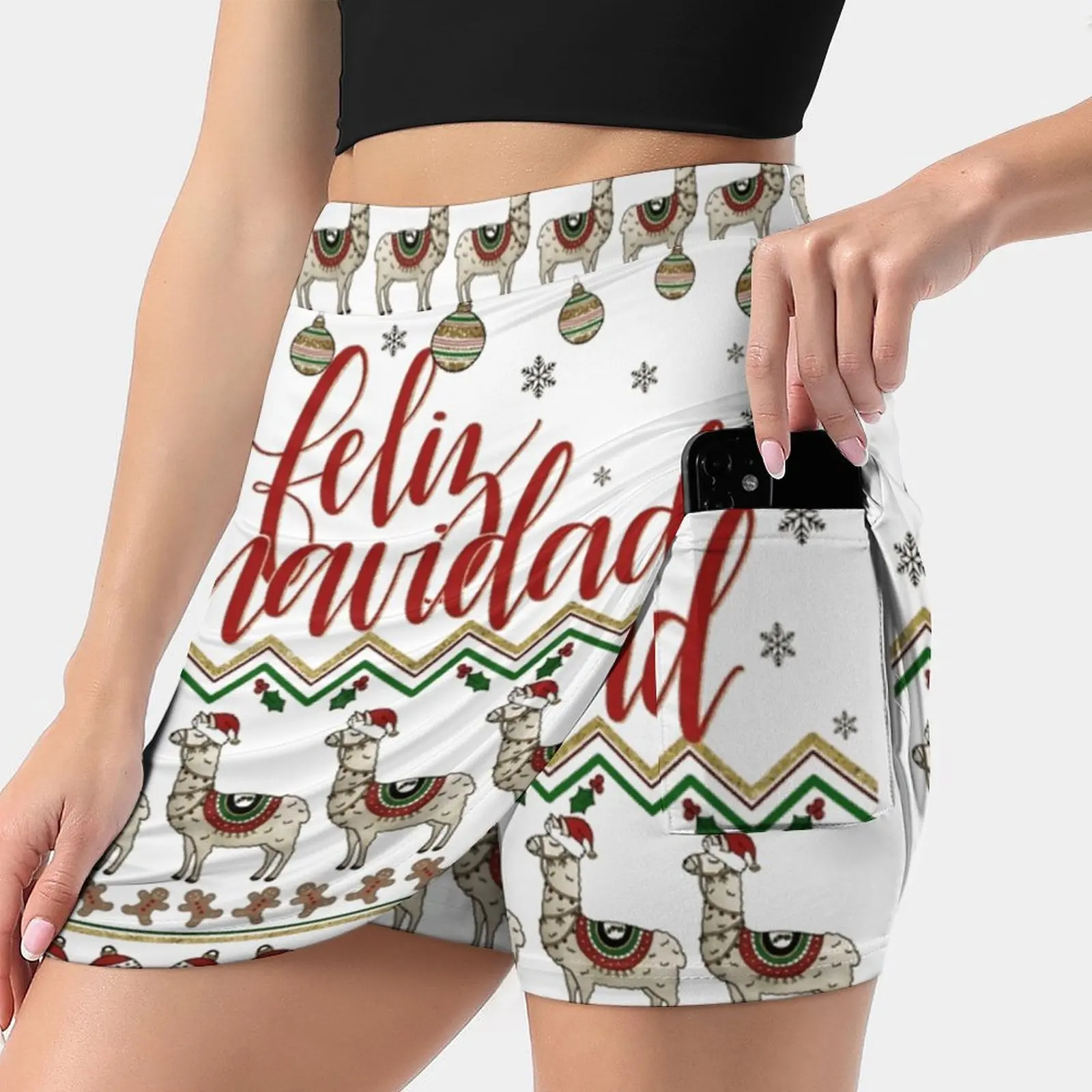 Feliz Navidad Рождественский свитер с узором Женская юбка Спортивная юбка-юбка