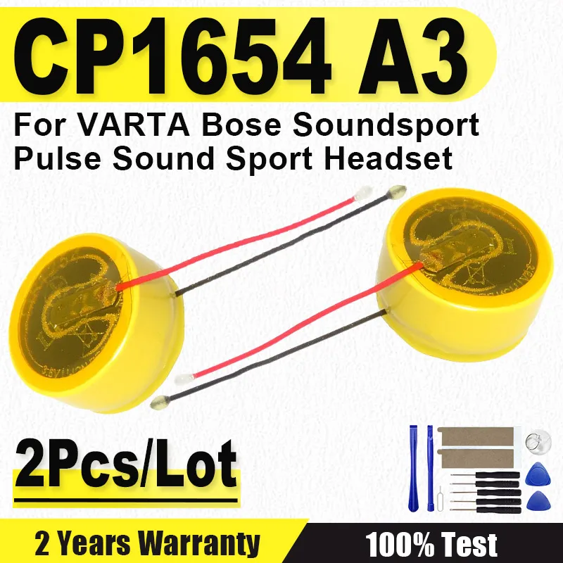 Фото KIPNO 2 шт./лот CP1654 A3 Сменный аккумулятор CP1654 A3 LIR1654 для VARTA Bose Soundsport Pulse Sound Sport Headset №1