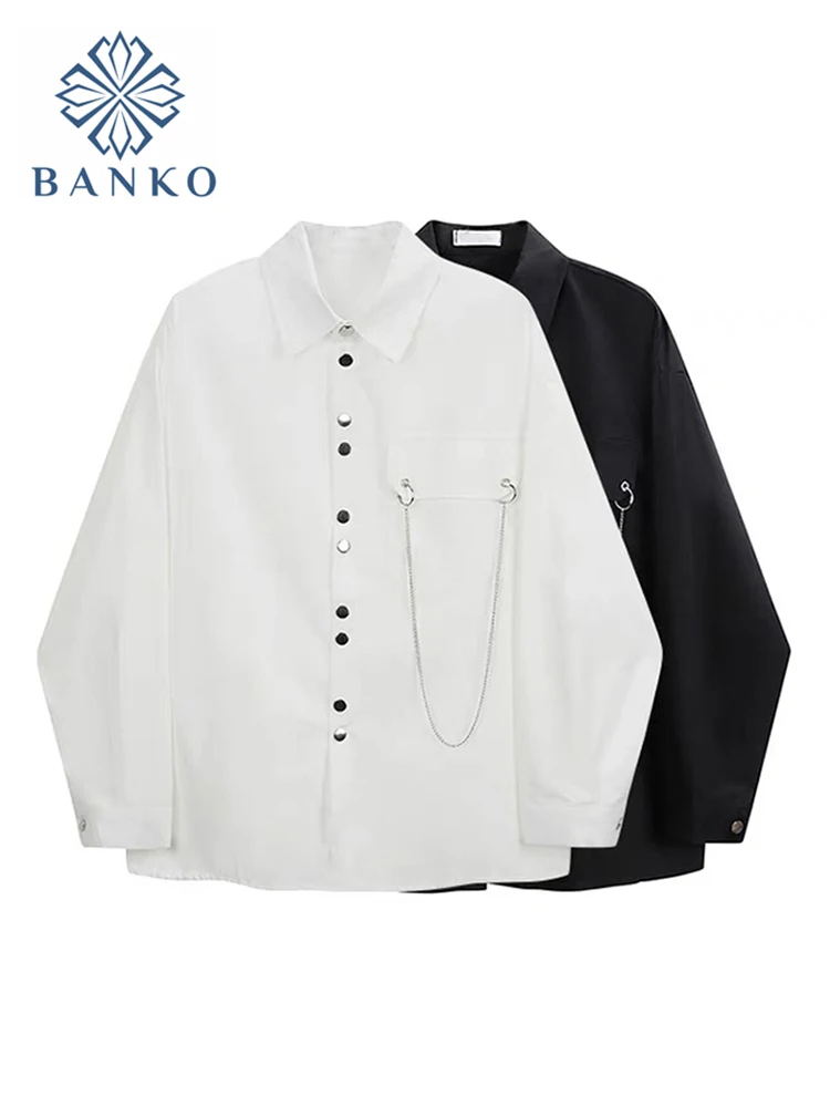 

Chain Print Loose Sleeve Blouse 2022 Spring Chic Solid Streetwear Basic Slim Shirts Bodycon Polo Casual All-Match Shirts Female