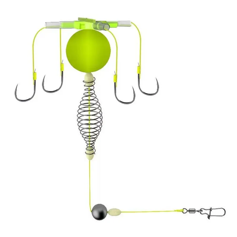 Фото Крючки Iseama Kyou Explosion Hooks с защитой от зацепов, для ловли карпа и карася, с защитой от сбрасывания, скользящие, четырехкрючковые, из углеродистой стали №1