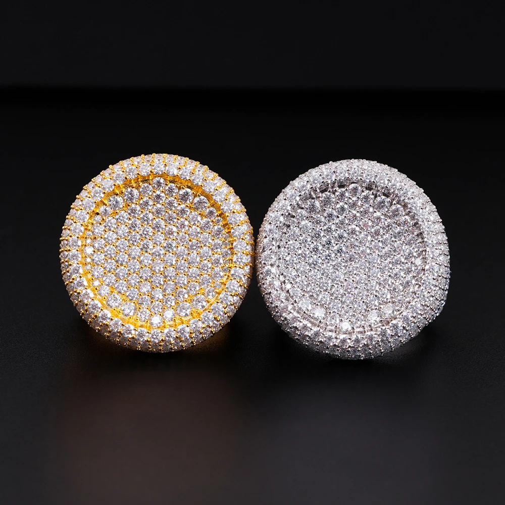 Bling Round S925 Moissanite Iced Out Rings For Women Silver Wedding Ring Finger Jewelry Men Pass Tester Free Shipping