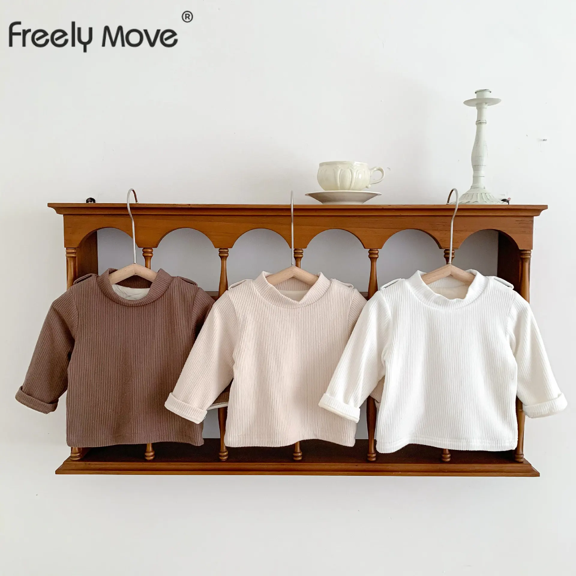 

Freely Move Winter Kids T-shirts Children Baby Boy Girls Clothes Pullover Long Sleeve Solid Cotton Fleece Warm Clothing Tops