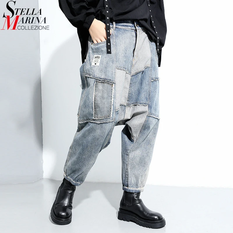 Винтажный дизайн женский весенний светильник синие блоки пэчворк эластичный