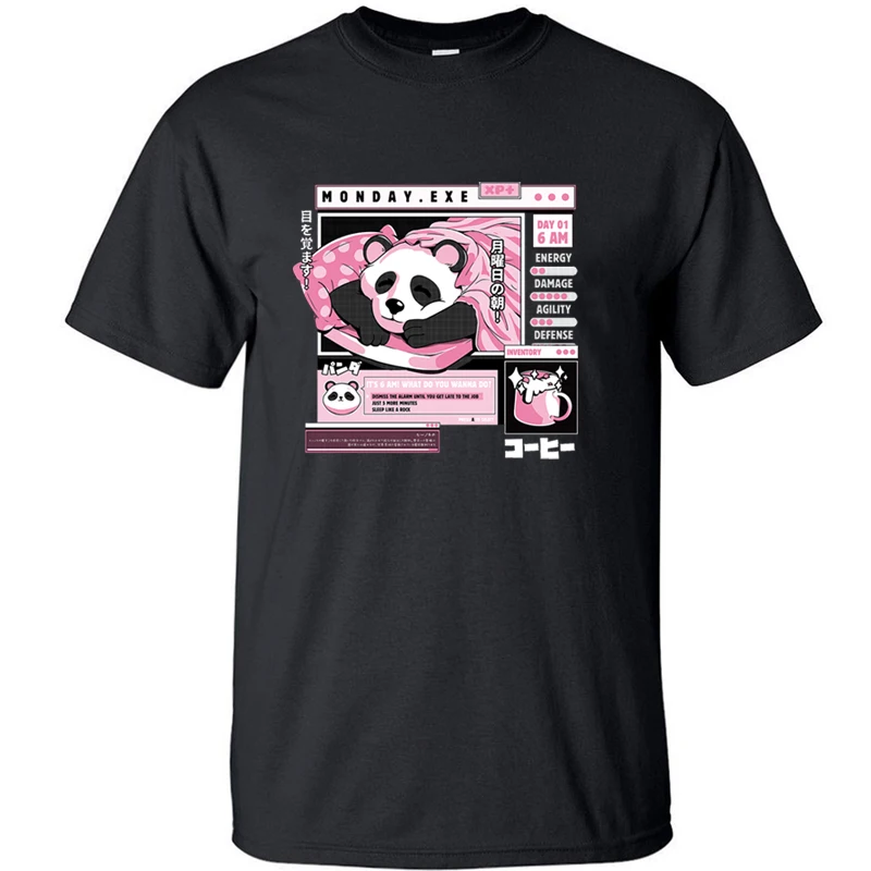 

Panda Monday Exe Funny T-shirts Kawaii Cute T Shirt Shirts Tshirt Men Tee Clothing Streetwear Tshirts Summer Cotton Tops Tees
