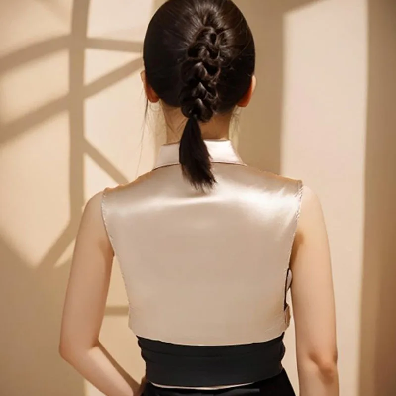 Элегантный отворот искусственная женская рубашка ложный воротник белый съемный