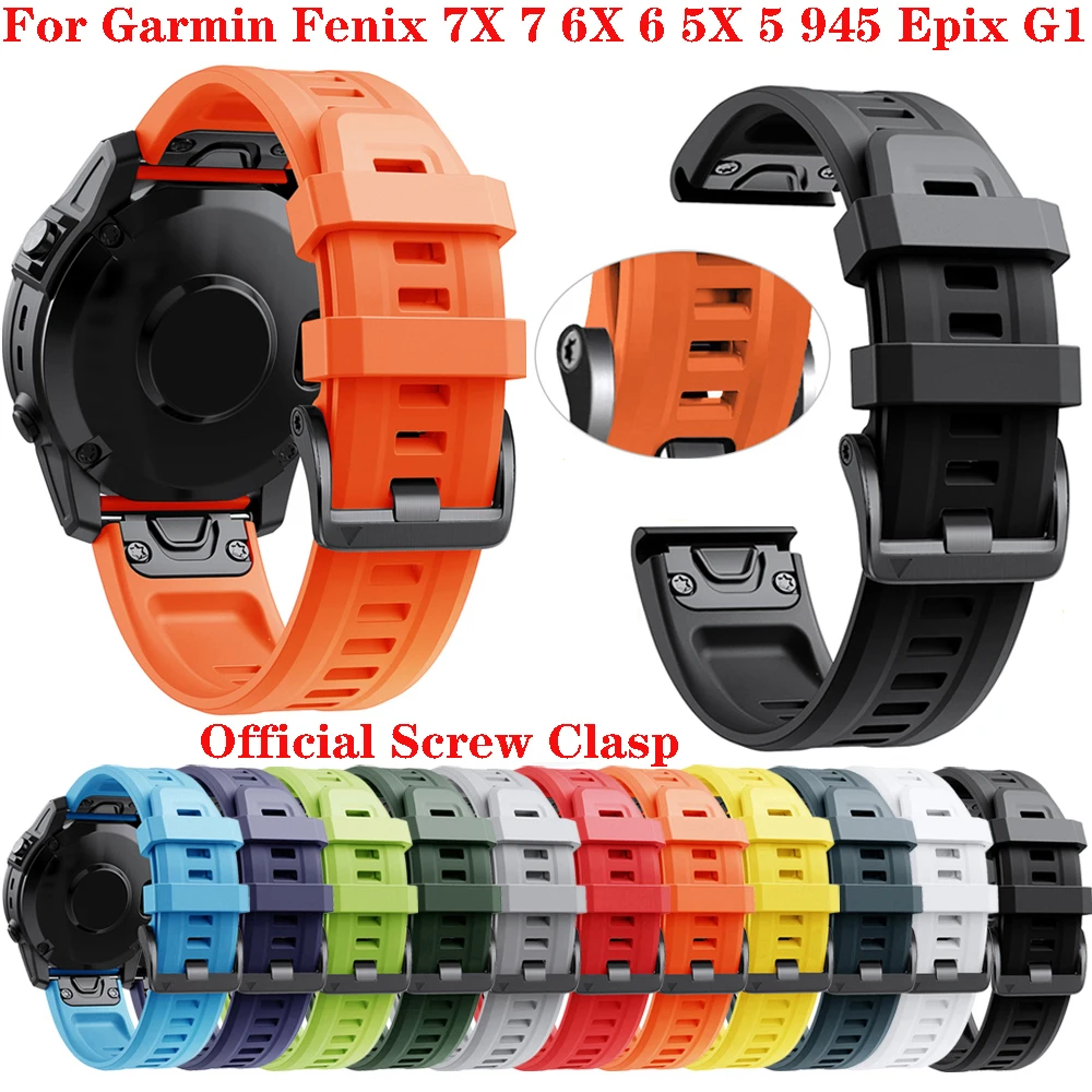 Correas de reloj con hebilla de tornillo oficial, 26 y 22mm, Fenix para Garmin 6, 7, 935, EPIX, de silicona, Easyfit, para reloj Fenix 7X, 6X y 5X