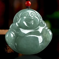 hot selling natural hand carve jade oil cyan maitreya buddha necklace pendant fashion jewelry accessories men women luck gifts