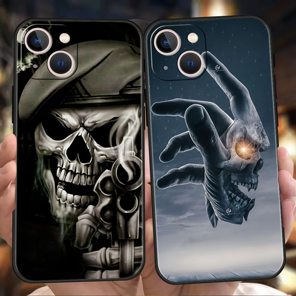 Фото Противоударный чехол-накладка Terror Black Skull из мягкого ТПУ для iPhone 17, 16, 15, 14, 13, 12 Pro Max, 11 Pro Max, 7, 8 Plus, 17AIR №1