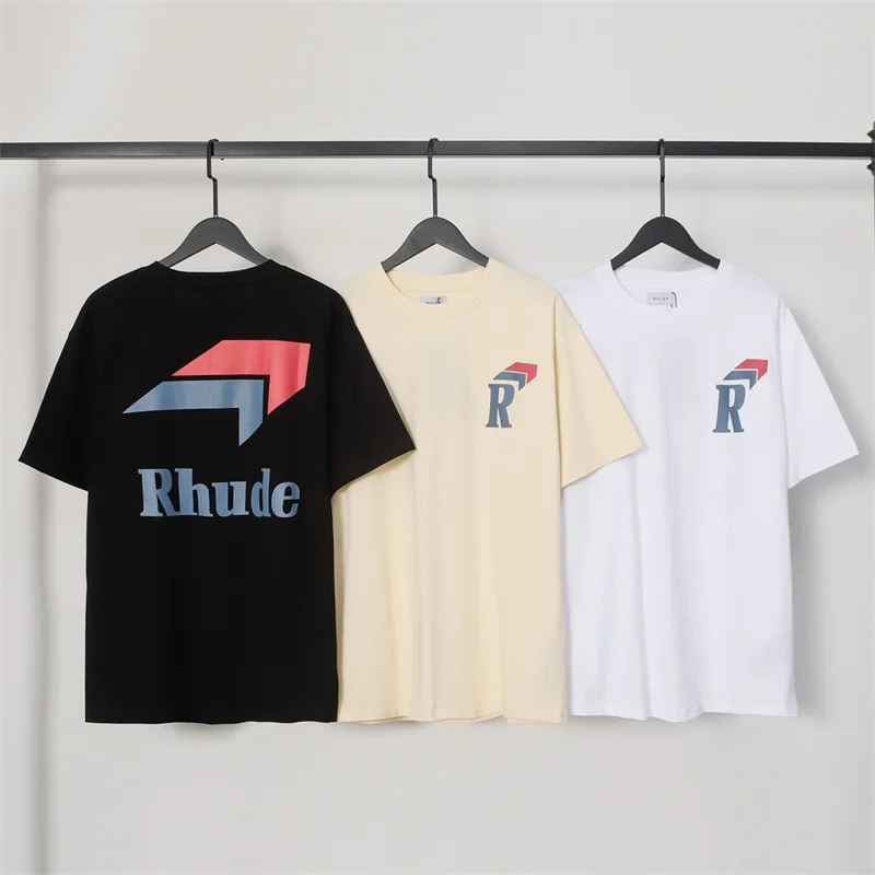 

Rhude 2023ss New Spring And Summer Monogrammed Cotton High Quality Oversize Round Neck t-Shirt Free