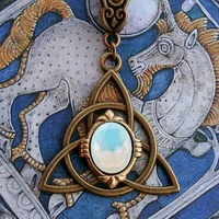celtic knot bronze necklace white zircon pendant necklaces for women men viking odin norse mythology pagan jewelry gifts