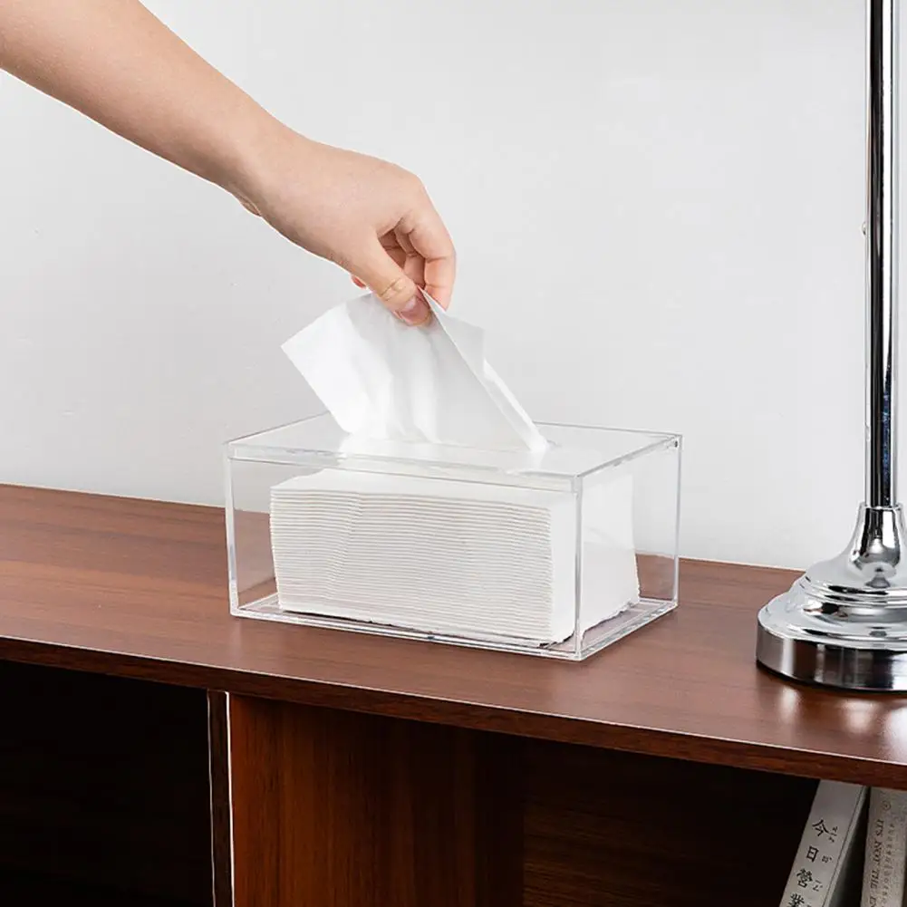 

Tissue Box Waterproof Transparent Visible Acrylic Clear Napkin Paper Storage Box Home Organizer Daily Use