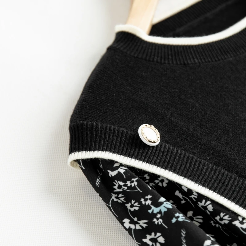 West Lake Pavilion [Shadow] Зимний принт в стиле пэчворк искусственное трикотажное платье из