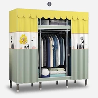 all steel frame structure wardrobe simple assembly and durable fabric cabinet household economical wardrope for clothes gardrobe