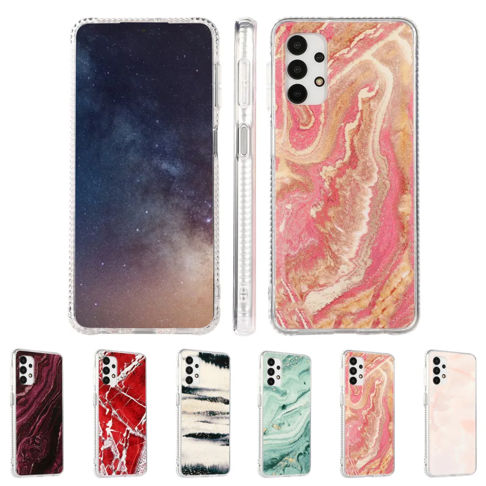 

Acrylic Cases for Samsung Galaxy S22 S21 Plus A13 A32 A52 A12 A72 Note 20 Ultra Colorful IMD Marble Shockproof Soft Bumper Cover