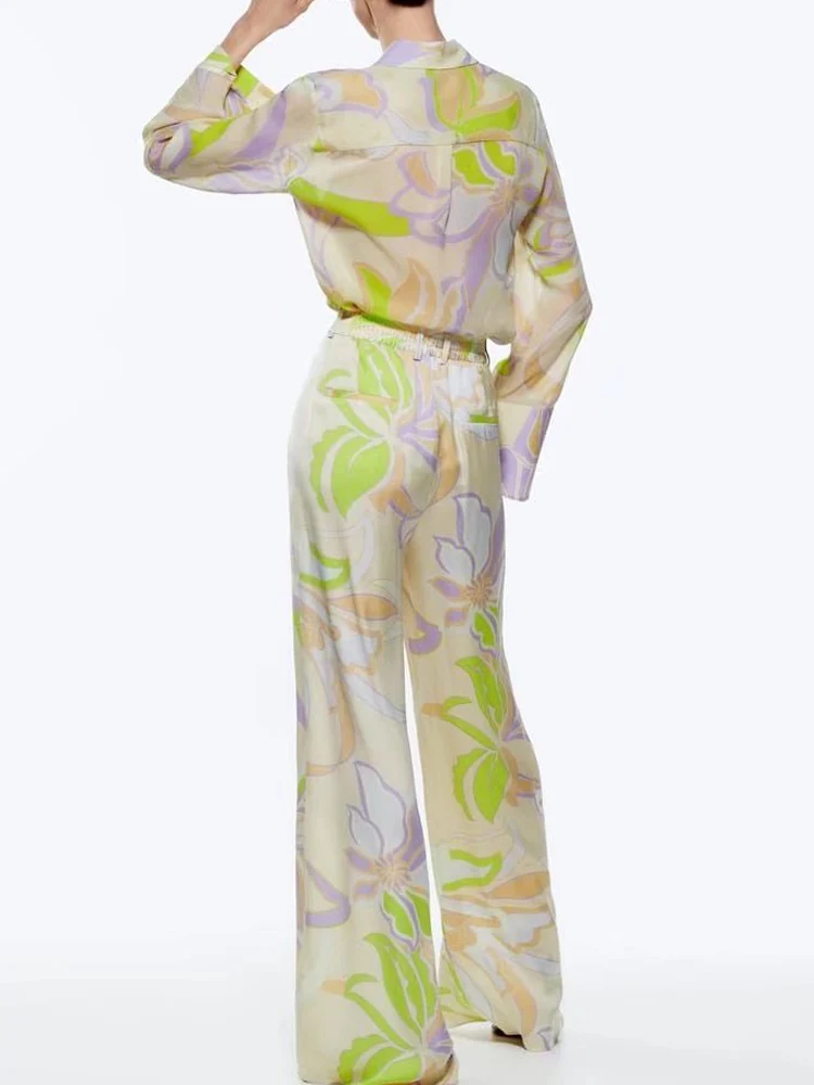 Женский костюм-двойка с принтом Kumsvag свободная рубашка и брюки широкими