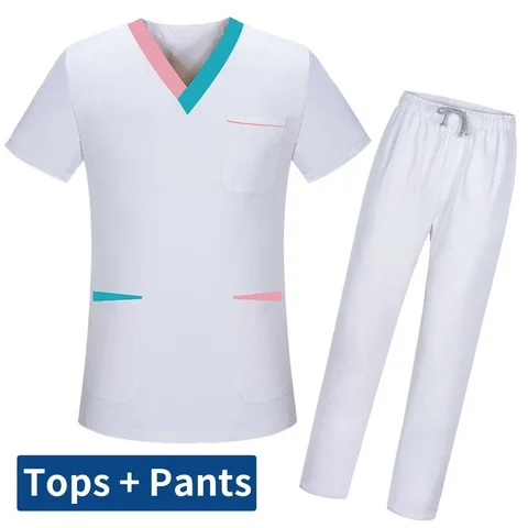 Униформа для медсестры, медицинская Униформа с коротким рукавом, рабочая одежда для салона красоты, одежда для стоматологической клиники, топы, штаны, лето