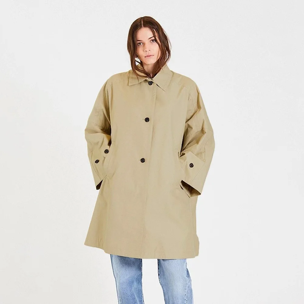 

Swedish Minimalist T0teme Spring Women's Loose Contour Cotton Blend Removable Lining A-line Trench Coat Jacket Women