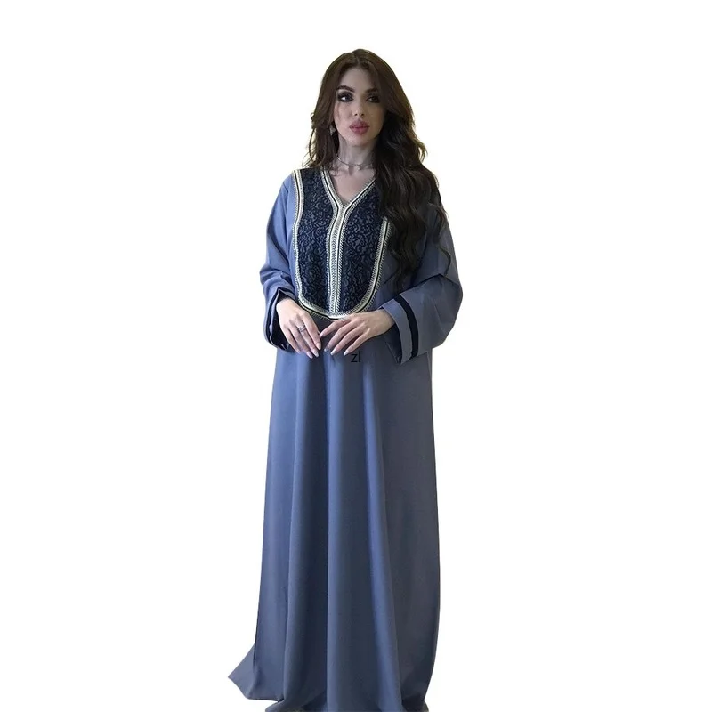 Lace Casual Kaftan Arabic Long Dress Women Loose Muslim African Dresses Middle East Saudi Jalabiya Islam Dubai Abaya