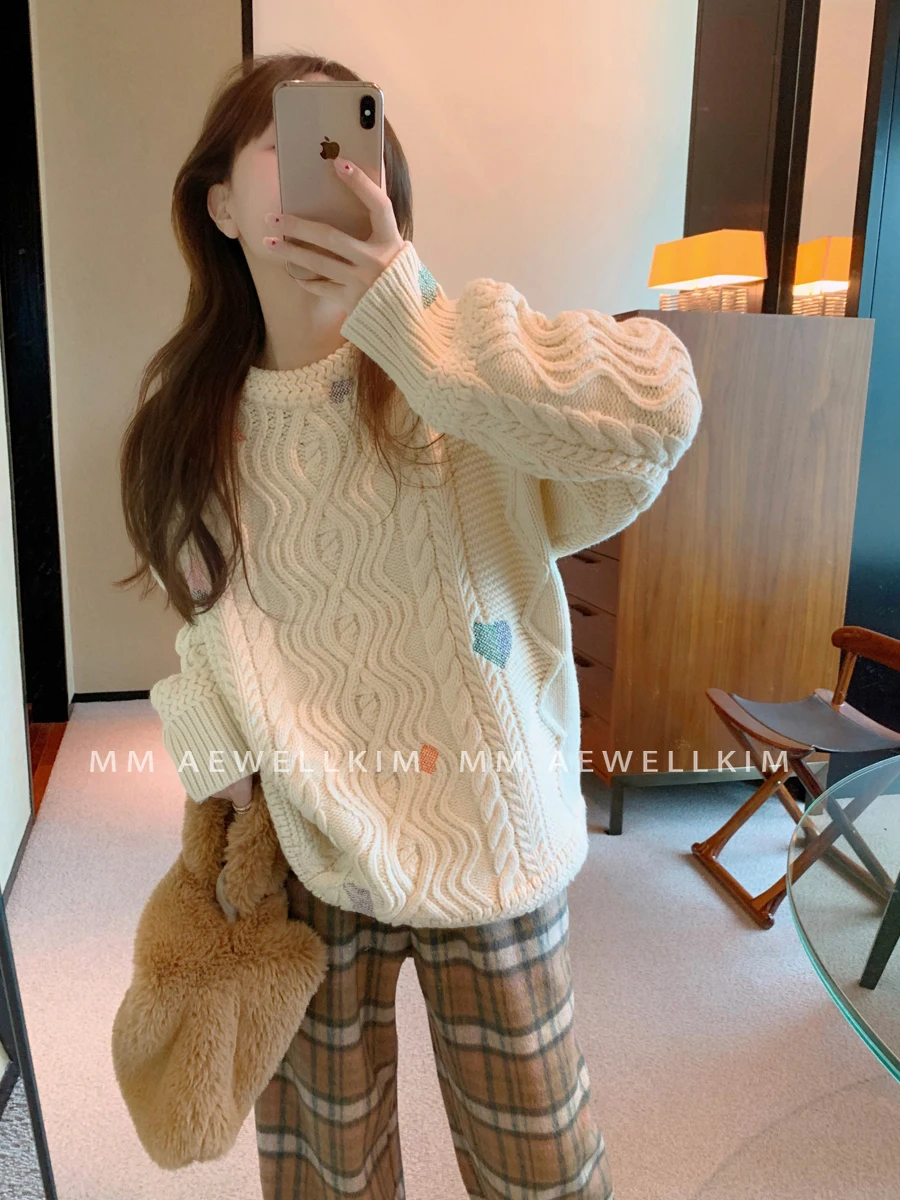 ADER ERROR knitted sweater men's and women's spring and autumn style loose casual lazy wind twist knitted shirt top Unisex style