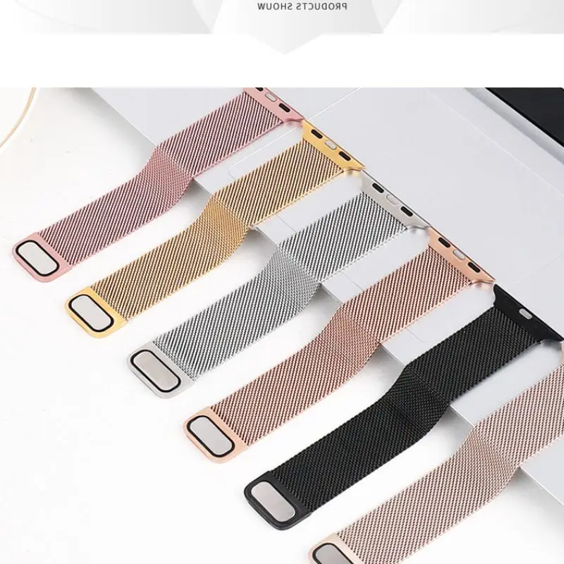 Stainless steel two section magnetic Milan strap, suitable for Apple Watch 44mm42mm40mm38mm bracelet magnetic ring strap