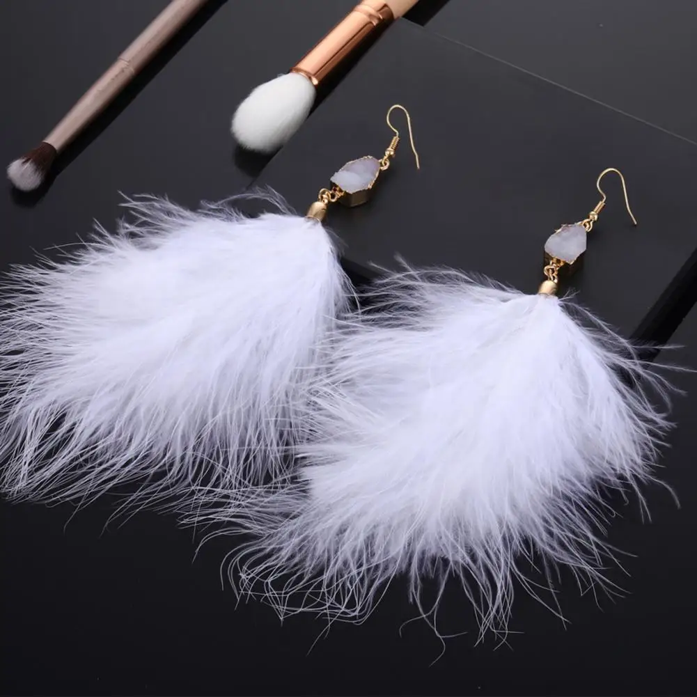 

1 Pair Inlay Faux Crystal Piercing Exquisite Drop Earrings Exaggerated Feather Dangle Hook Earrings Fashion Jewelry