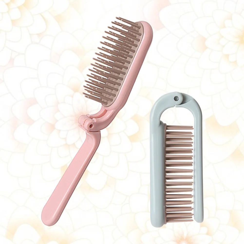 

2pcs Fodable Travel Hair Comb Anti- static Hair Scalp Comb Detangle Brush Hair Styling Tool For Wet Dry Curly Straight Women
