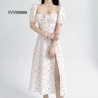 dress 2022 womens summer new sweet floral bubble sleeve backless dress women robe traf dresses woman elegant clothing casual