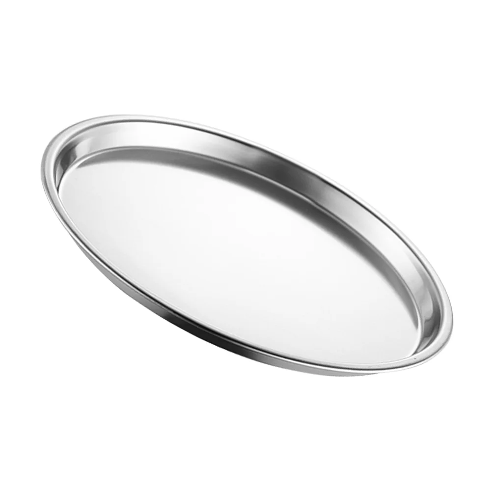 

Stainless Steel Cold Skin Plate Round Steak Portable Food Container Practical Pastry Snack Holder Pan Child Dish Dinner