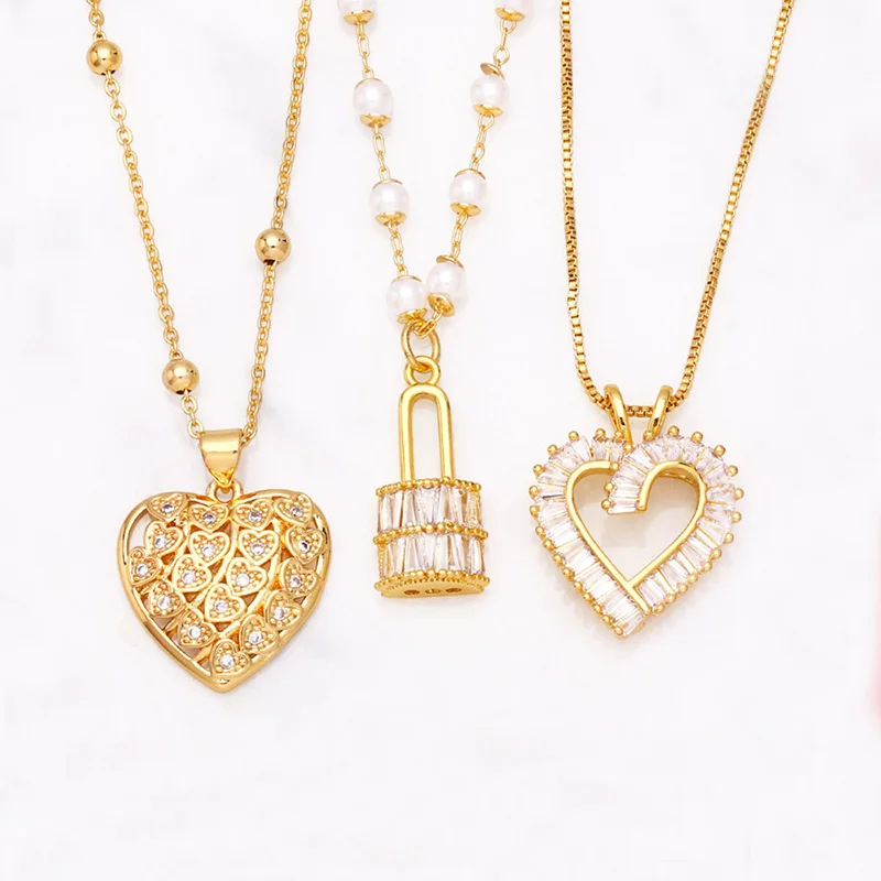 

New Ins Style AAA Cubic Zirconia Heart Pendant Necklace Women European and American Fashion Luxury Choker Jewelry Accessories