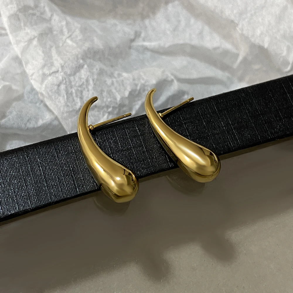 Greatera уникальные дизайнерские серьги из нержавеющей стали в форме капли воды для