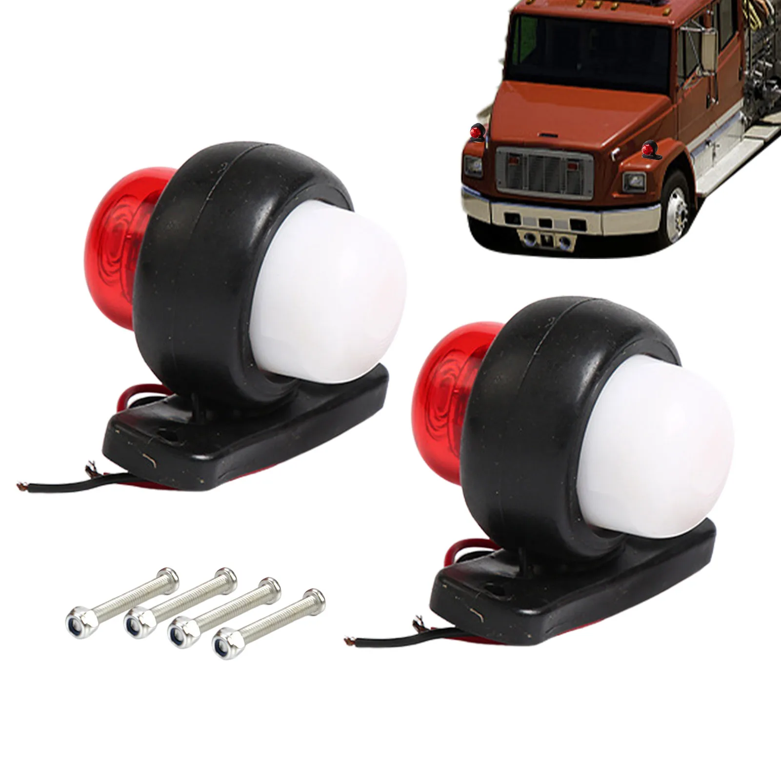 2 PCS Marker Light LED Marker Light Clearance Light Indicator Light Rear Side Marker Light For Truck Trailer RV Cab Boat Bus