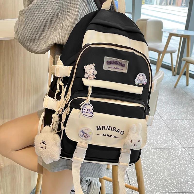

Panelled Backpack for Women Large Capacity School Bag Female Student Bookbag Girls Travel Rucksack Preppy Style Bagpacks Mochila