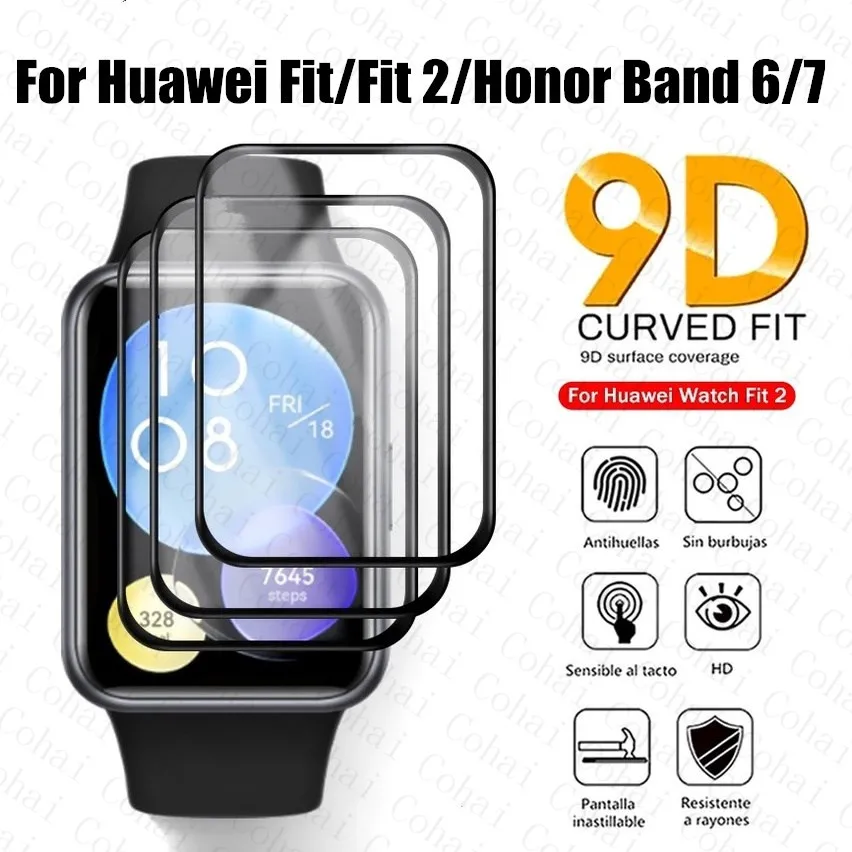 Curved Edge Protective Film For Huawei Watch Fit 2 Screen Protector Film For Huawei Honor Band 7 6 Pro Protective Film Not Glass