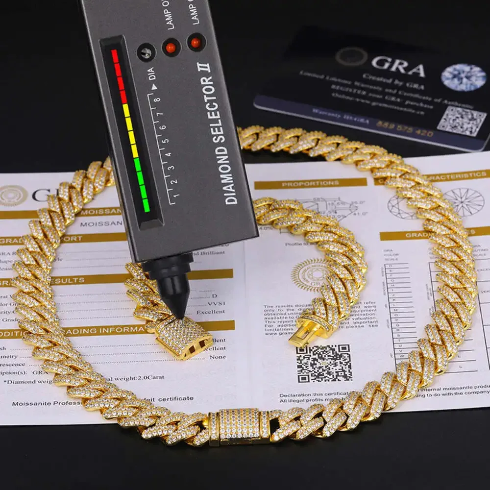 Ювелирные изделия в стиле хип-хоп 14 мм стерлинговое серебро 925 пробы Vvs муассанит