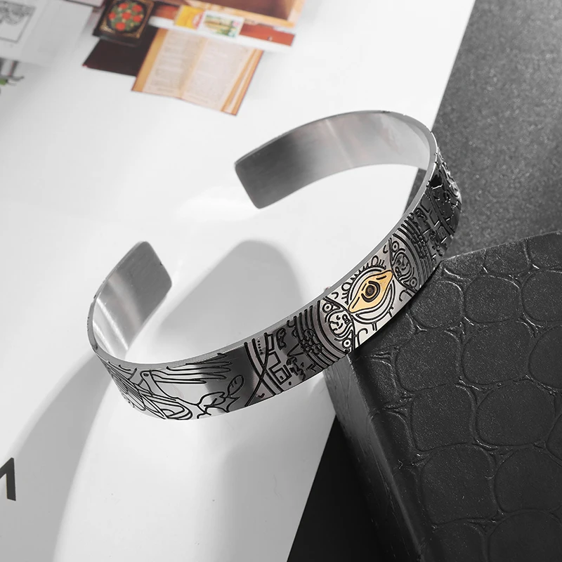 Стильный изысканный браслет из нержавеющей стали с изображением Божьих глаз