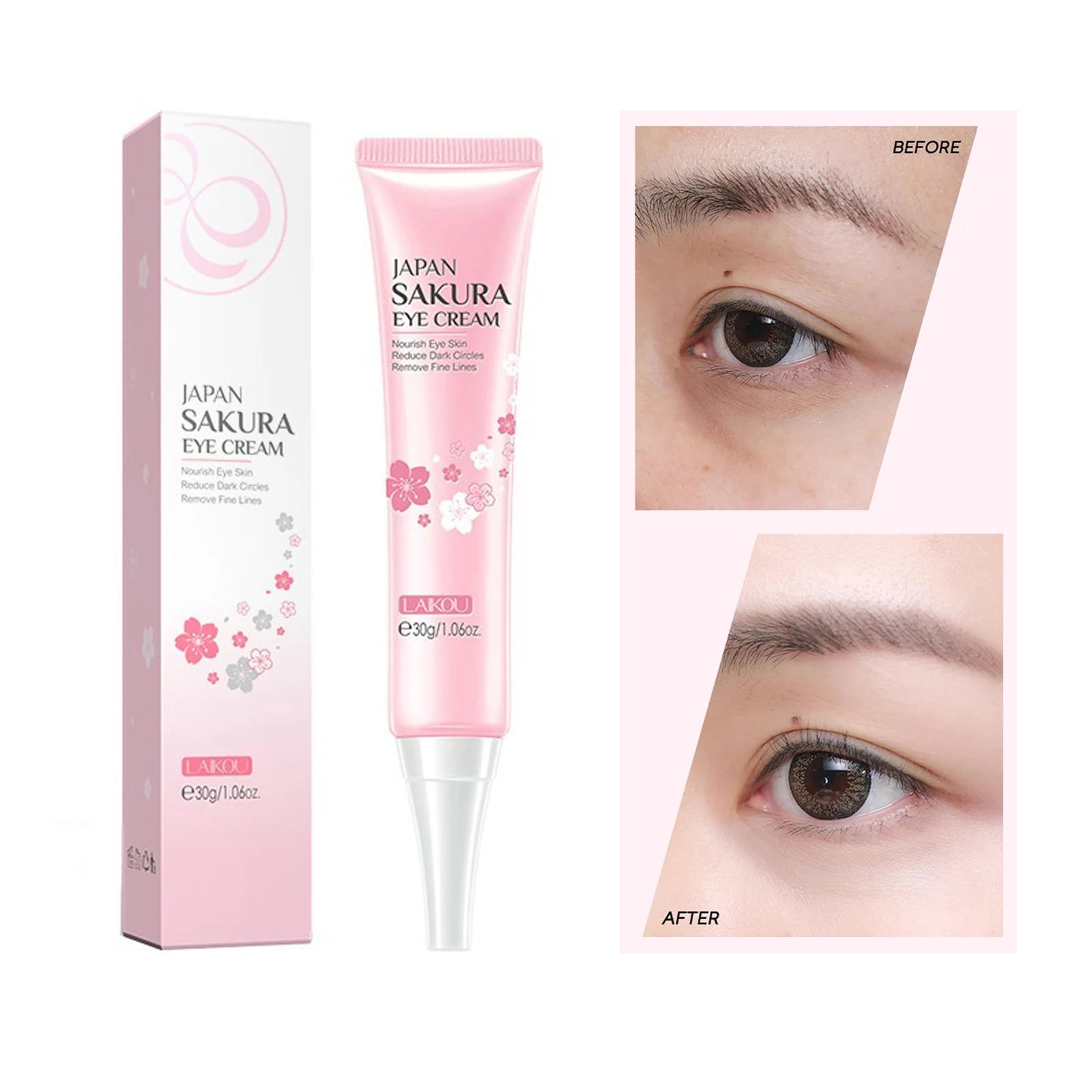 

LAIKOU Sakura Eye Cream Whitening Brightening Moisturizing Hydrating Firming Anti Aging Wrinkle Repair Puffiness Remove Dark