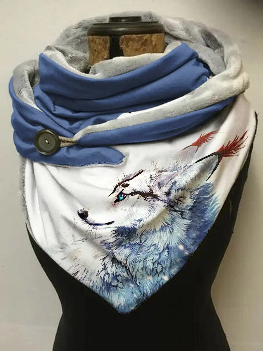 

Women's Fox Flower Art Design Scarf