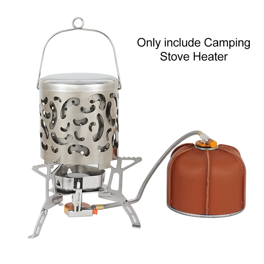 

Winter Gas Stove Hiking Mini Portable Camping Heater Outdoor Cover Fishing With Handle Lightweight BBQ Stainless Steel For Tents