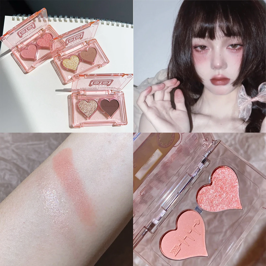 

Two-color Pearly Matte Eyeshadow Palette Earth Color Eye Shadow Waterproof Natural Eye Makeup Peach Pink Eyes Pigment Cosmetic