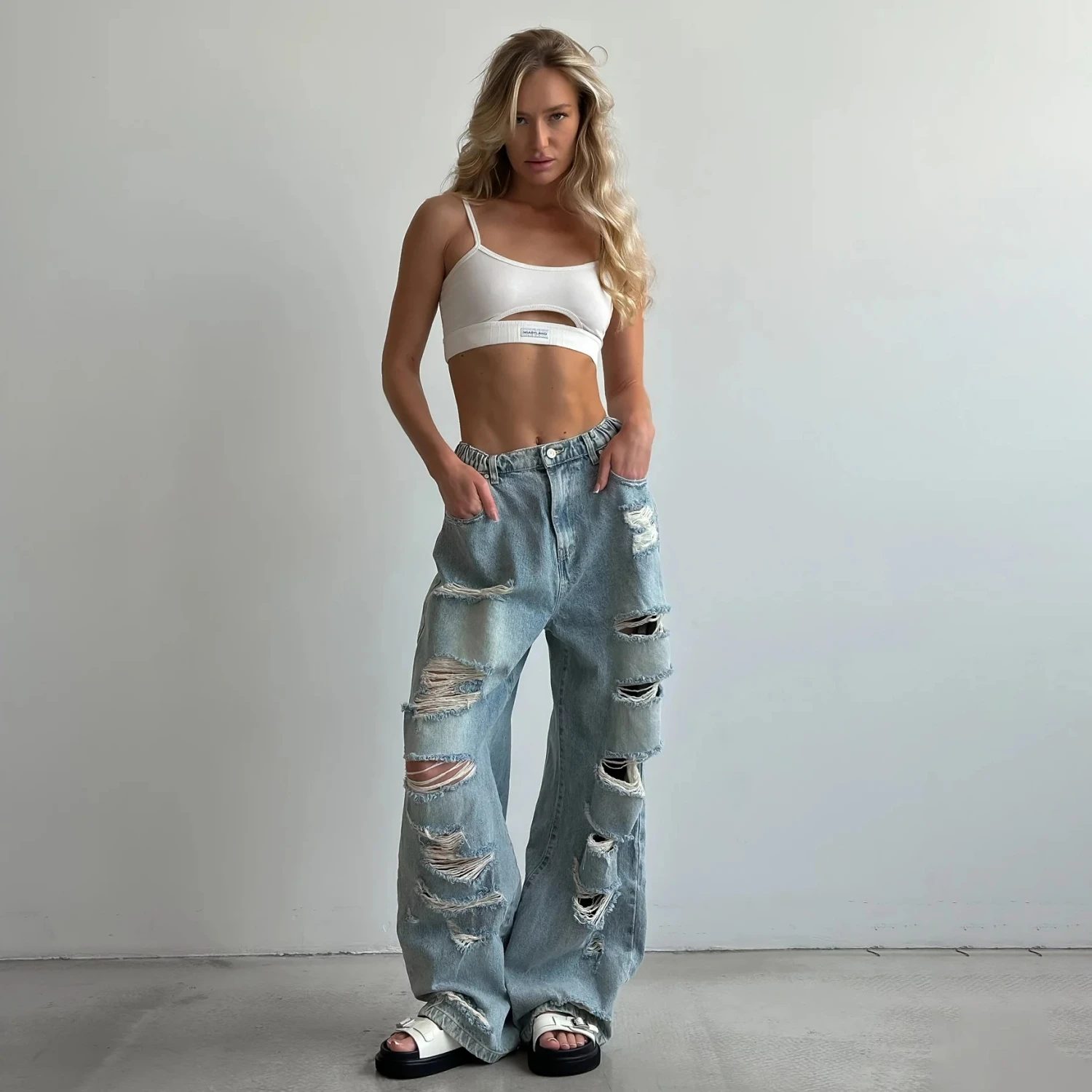 Женские джинсы American Retro WId Leg Slim Fit прямые брюки в гонконгском стиле универсальные