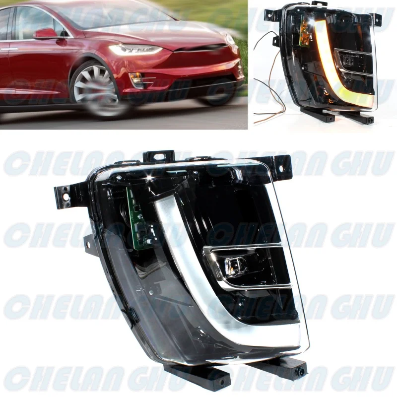 w wersji europejskiej Tesla Model X 2016 2017 2018 2019 2020 2021 Akcesoria samochodowe Prawy przedni zderzak LED DRL Światła przeciwmgielne