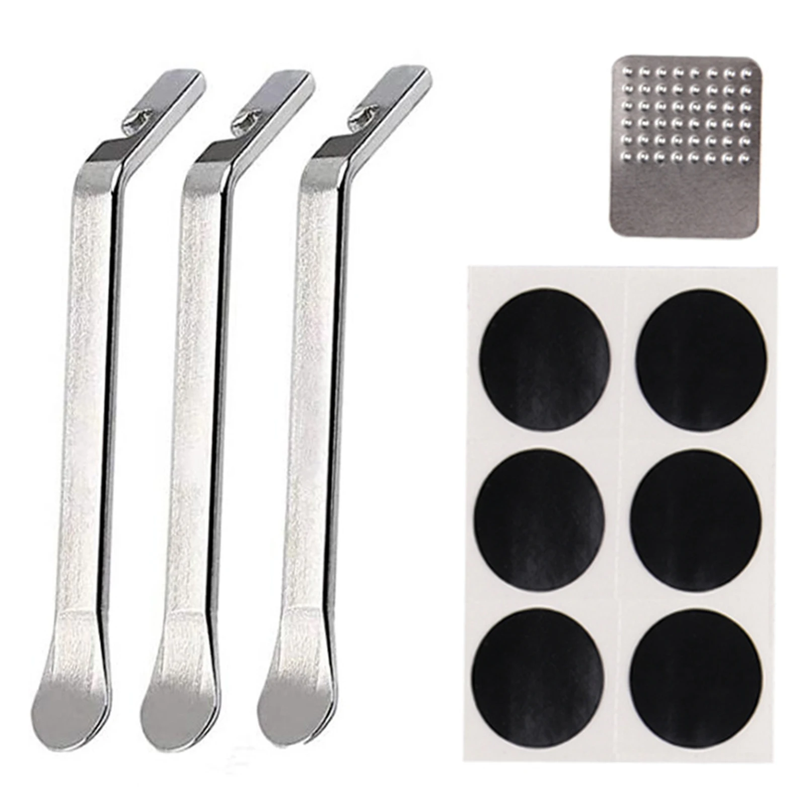 

5pcs Outdoor Bike Tyre Repair Kit Anti Rust Stainless Steel Metal Rasp Cycling Glueless Self Adhesive Patch Portable Tire Lever
